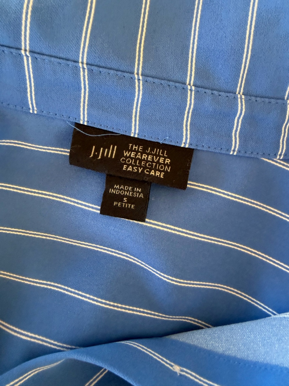 J. JILL BLUE OPAL DUAL PIN STRIPE WEAREVER EASY-CARE SATIN BUTTON FRONT SHIRT - Picture 11 of 11